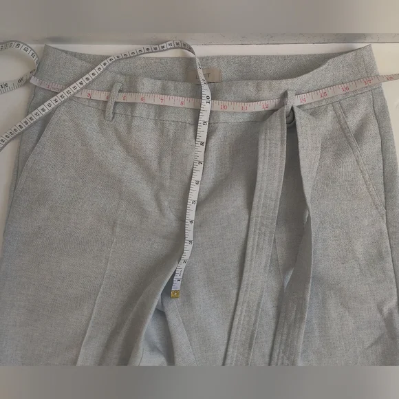 LOFT Soft Sky Blue Linen Cotton-blend Straight Leg Pants Business Casual_10 - Picture 6 of 8